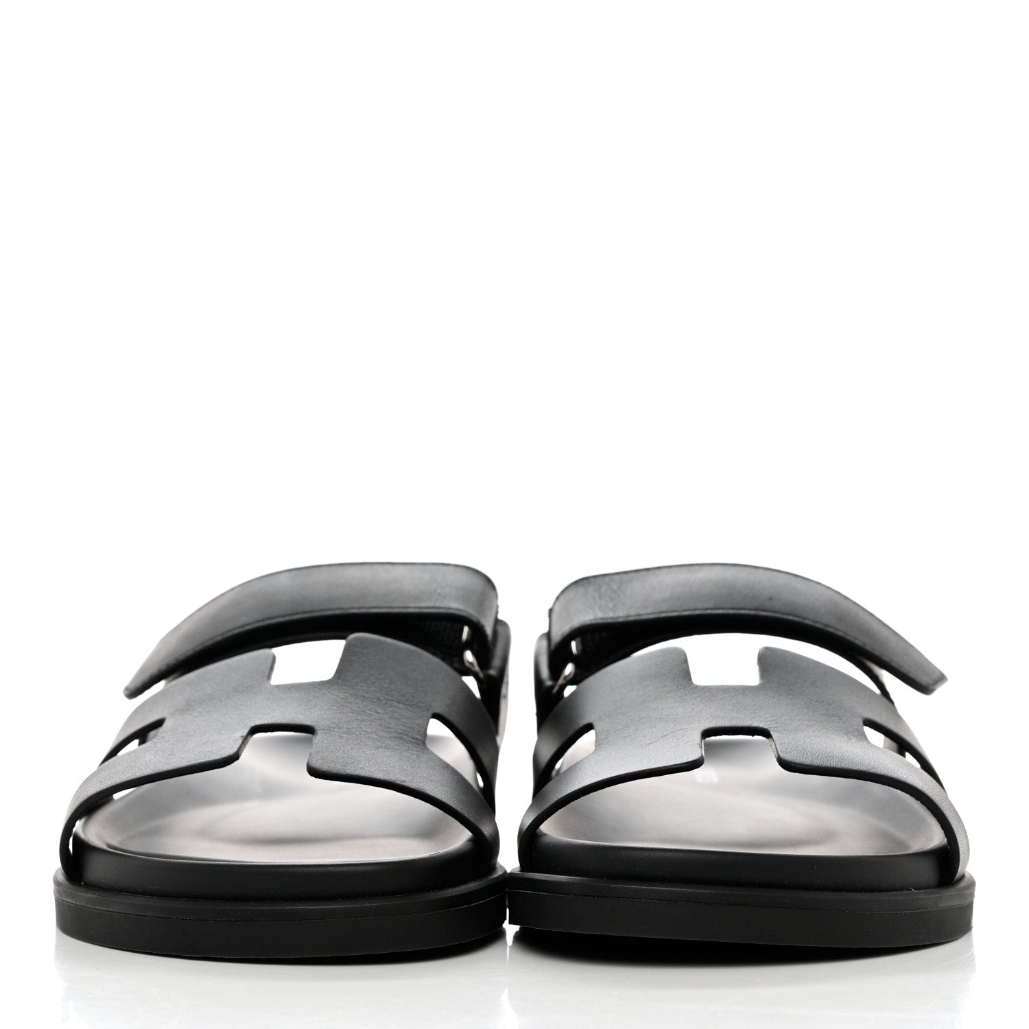 Hermes Calfskin Womens Chypre Sandals 37 Black 2 of 9