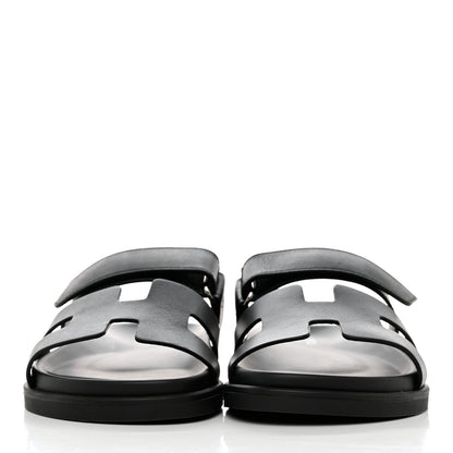 Hermes Calfskin Womens Chypre Sandals 37 Black 2 of 9