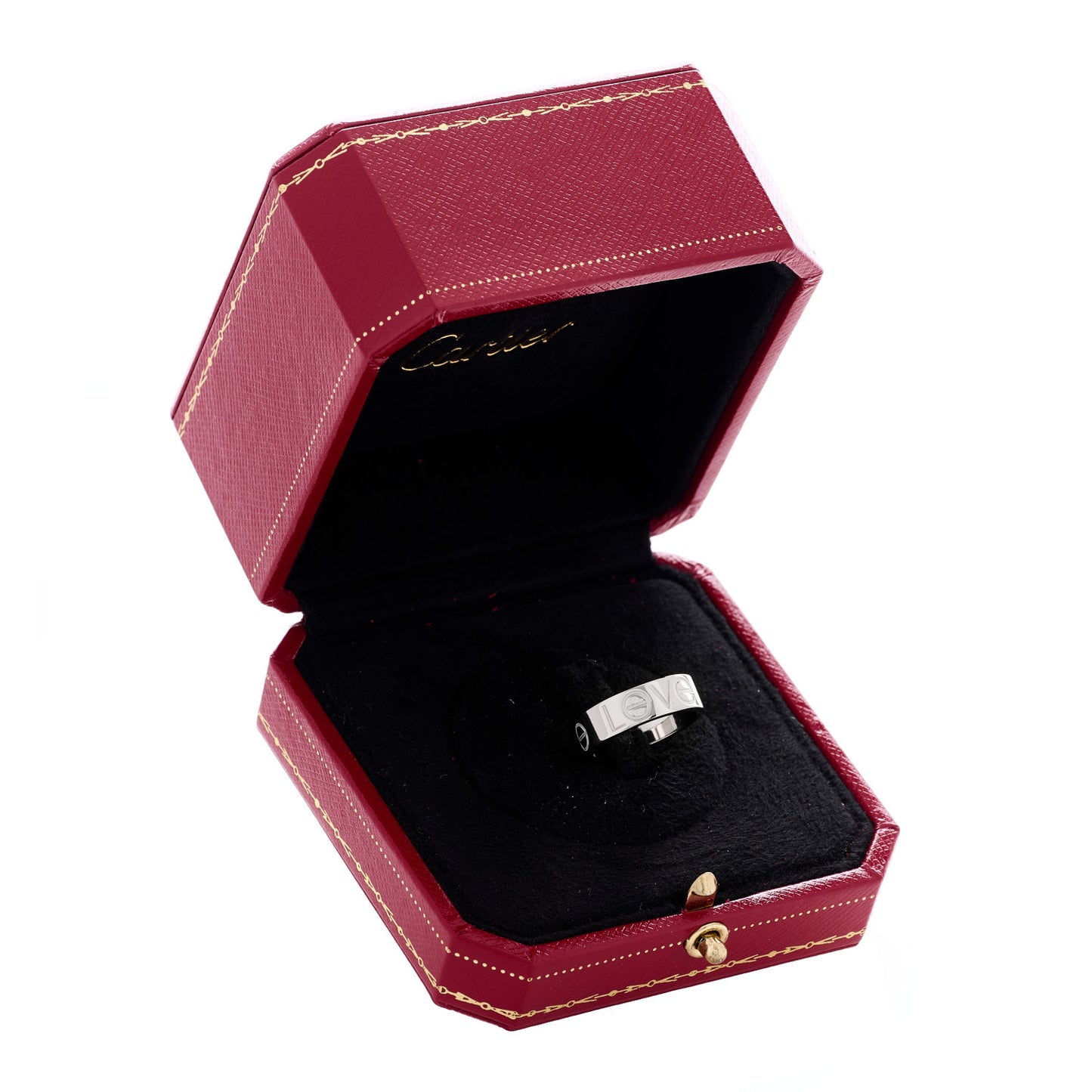 18K White Gold 5.5mm Engraved LOVE Ring 50 5.25