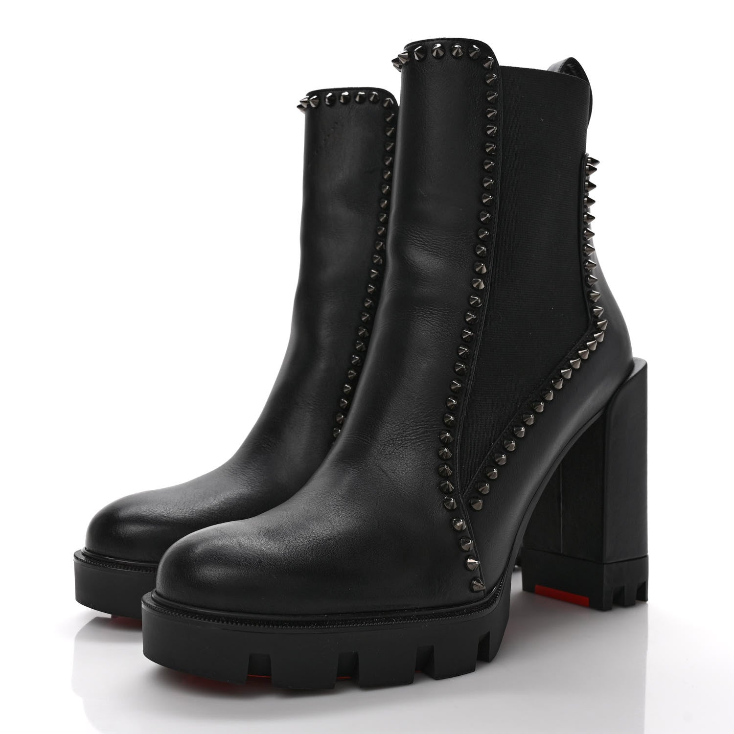 Christian Louboutin Nappa Out Line Spike Lug 100 Boots 40 Black 3 of 7