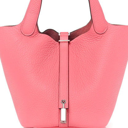 Hermes Taurillon Clemence Picotin Lock 18 PM Rose Azalee 8 of 11