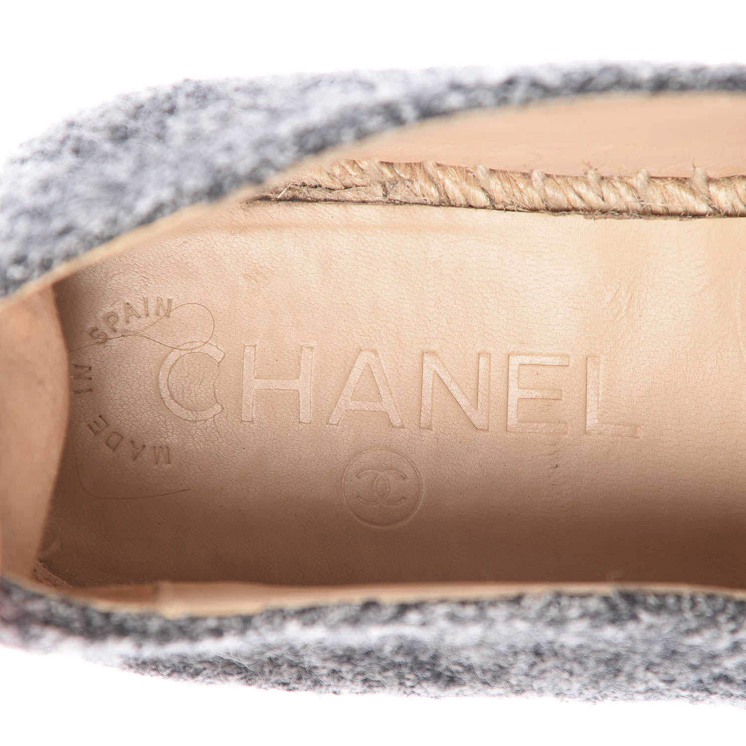 Chanel Tweed Velvet CC Espadrilles 37 Grey Black 11 of 15