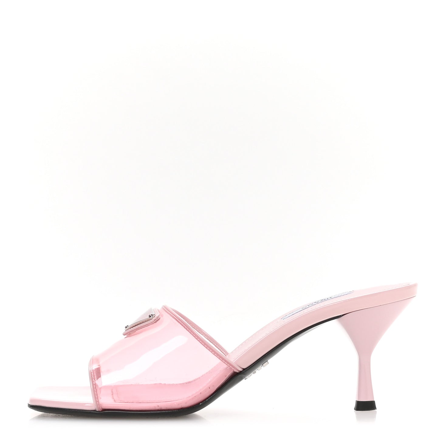Plexiglass Vernice Metal Triangle Logo 65mm Slide Sandals 37.5 Alabastro