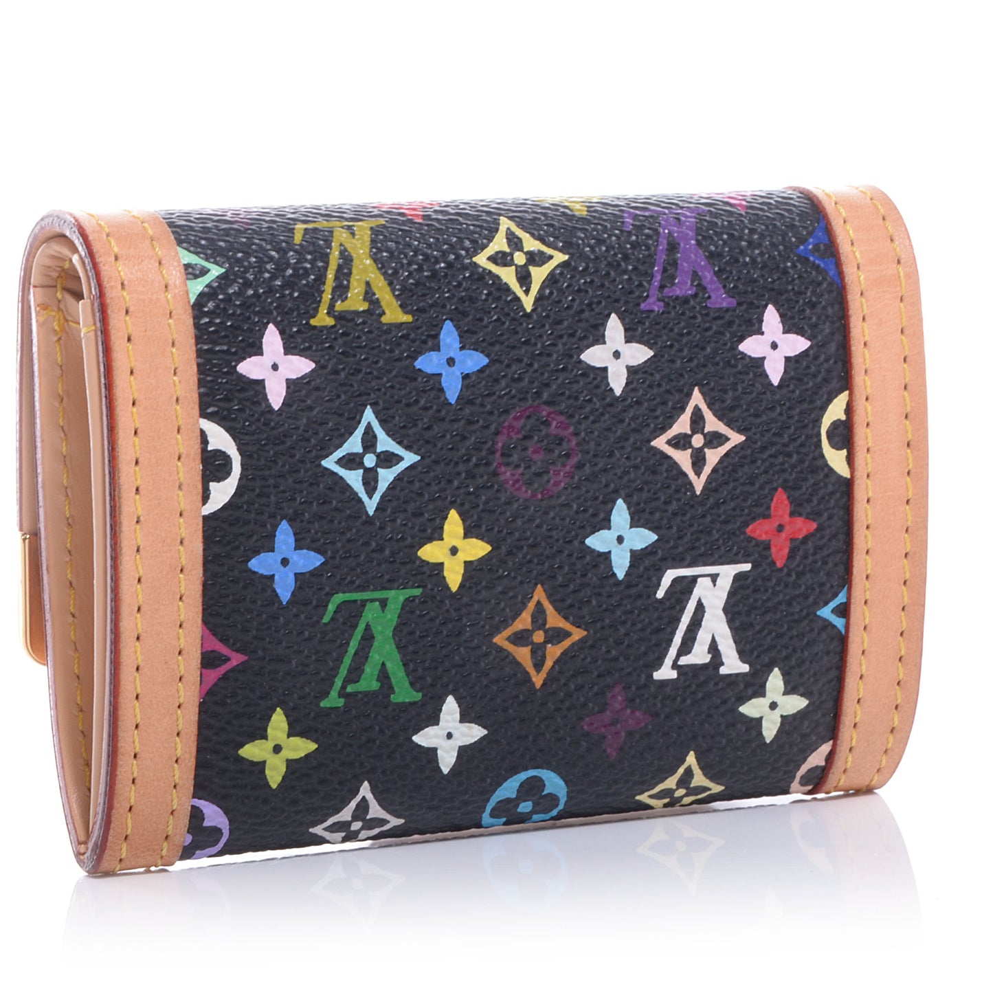 Monogram Multicolor Porte-Monnaie Plat Coin Purse Black