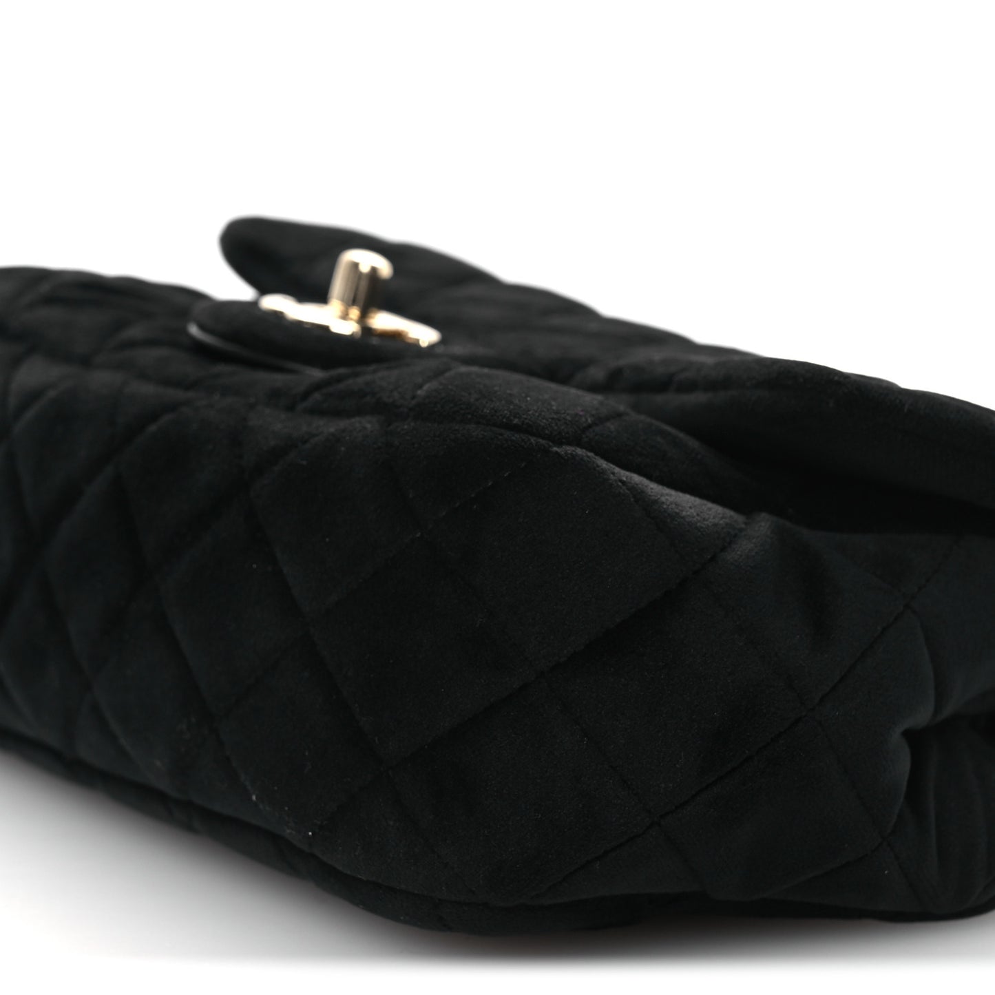 Velvet Quilted Mini Rectangular Pearl Crush Flap Black