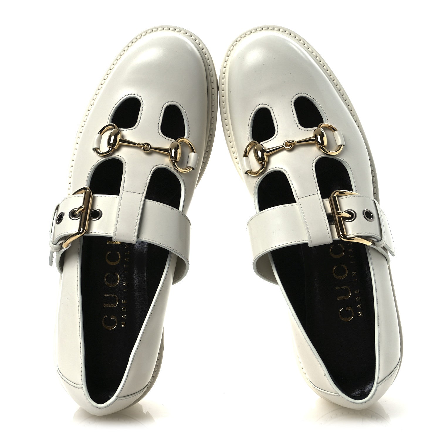 Gucci Cordovan Lux Womens Horsebit Platform Mary Jane Loafers 38.5 Off White 2 of 12