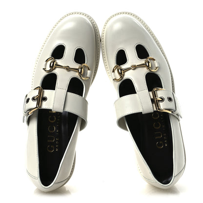 Gucci Cordovan Lux Womens Horsebit Platform Mary Jane Loafers 38.5 Off White 2 of 12