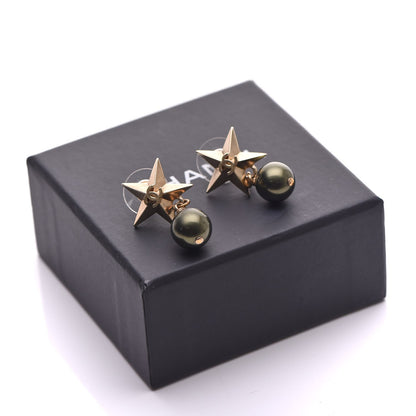 Chanel Pearl CC Star Drop Earrings Pearly Green 6 of 6