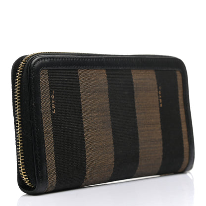 Fendi Pequin Cuoio Vegetale Zip Around Wallet Tobacco Black 3 of 7