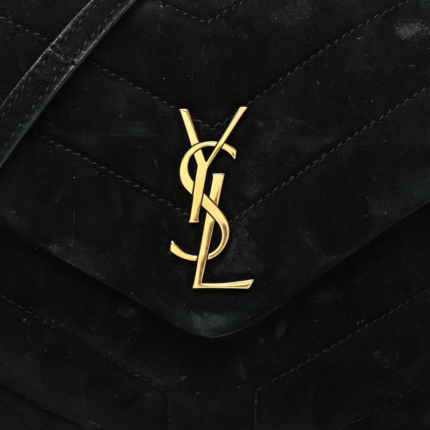 Saint Laurent Suede Y Quilted Monogram Toy Loulou Crossbody Bag Black 8 of 12