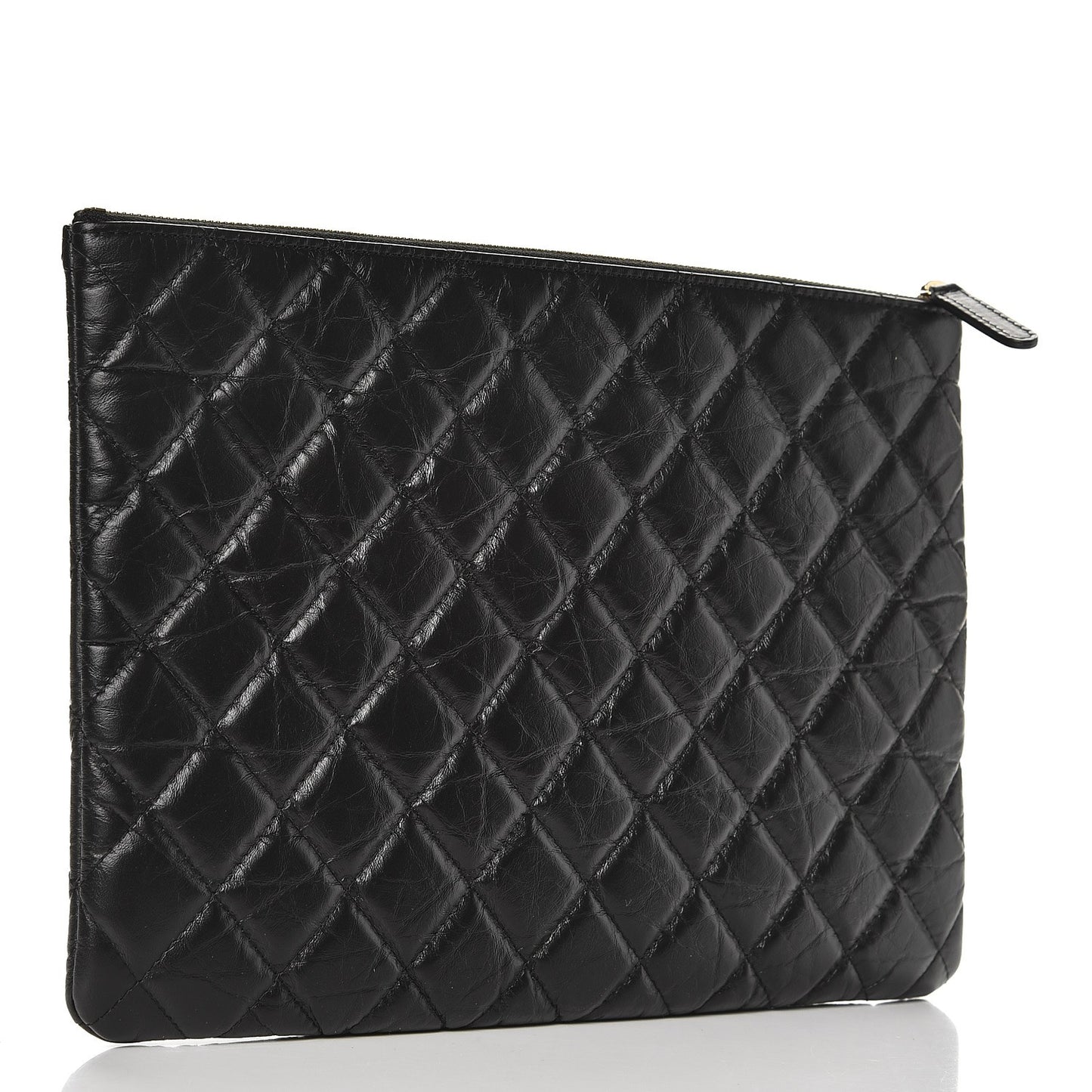 Aged Calfskin Quilted Medium Lucky Charms Cosmetic Case Black