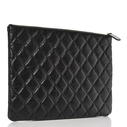 Chanel Aged Calfskin Quilted Medium Lucky Charms Cosmetic Case Black 3 of 8