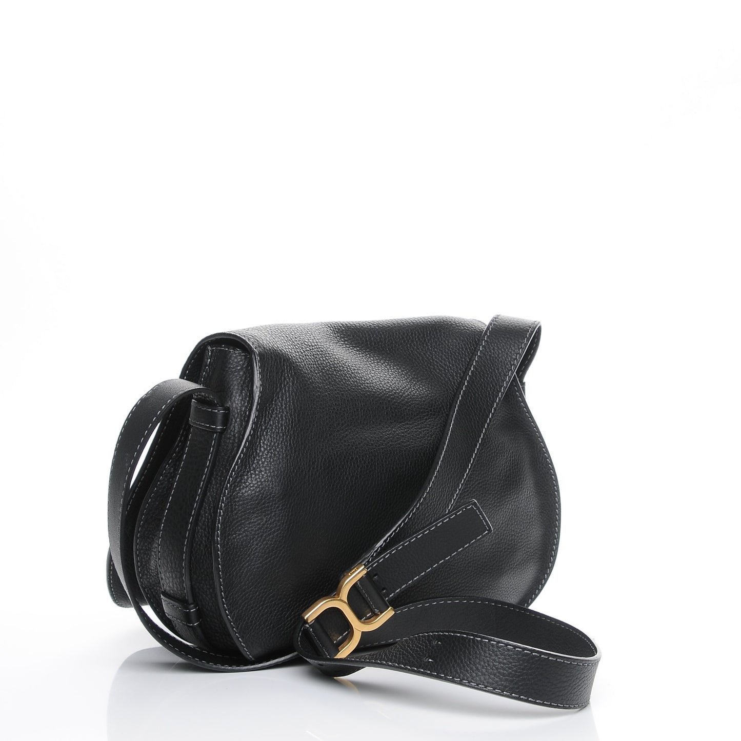Calfskin Medium Marcie Round Crossbody Bag Black