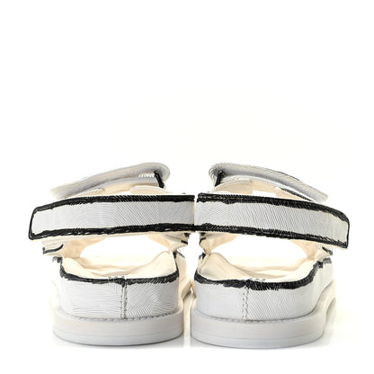Chanel Printed Calfskin Velcro Dad Sandals 36.5 White Black 5 of 12