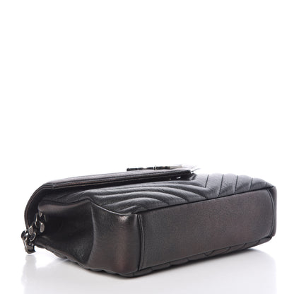Saint Laurent Sheepskin Matelasse Chevron Monogram Medium College Bag Black 4 of 11