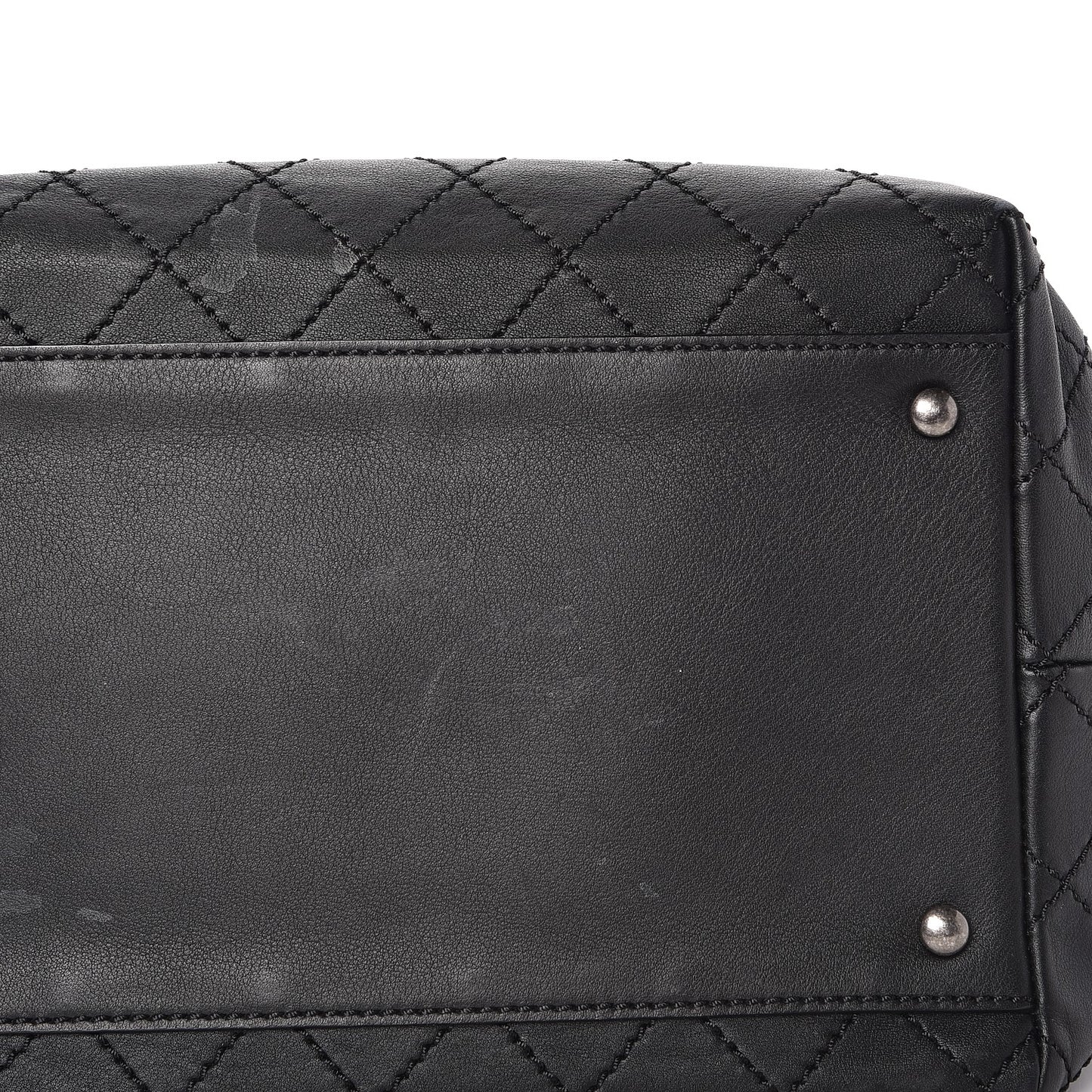 Calfskin Stitched Medium Shopping Tote Black