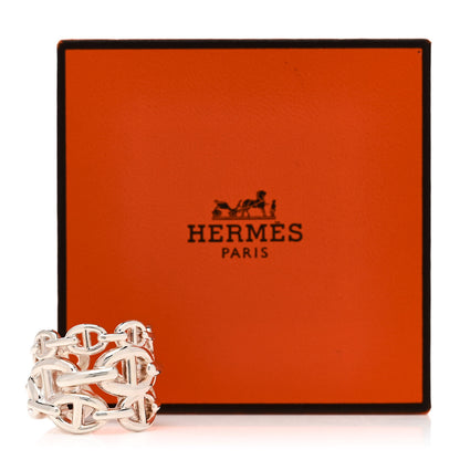Hermes Sterling Silver GM Chaine d'Ancre Enchainee Band Ring 54 6.75 6 of 6