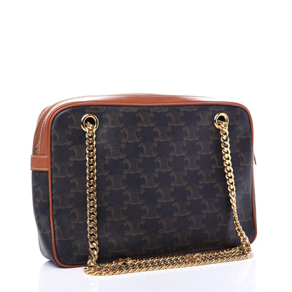 Celine Triomphe Canvas Calfskin Medium Patapans Tan 3 of 10