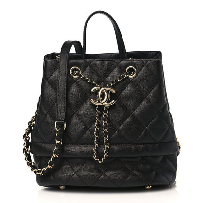 Chanel Caviar Quilted Rolled Up Bucket Drawstring Bag Black 1 of 9