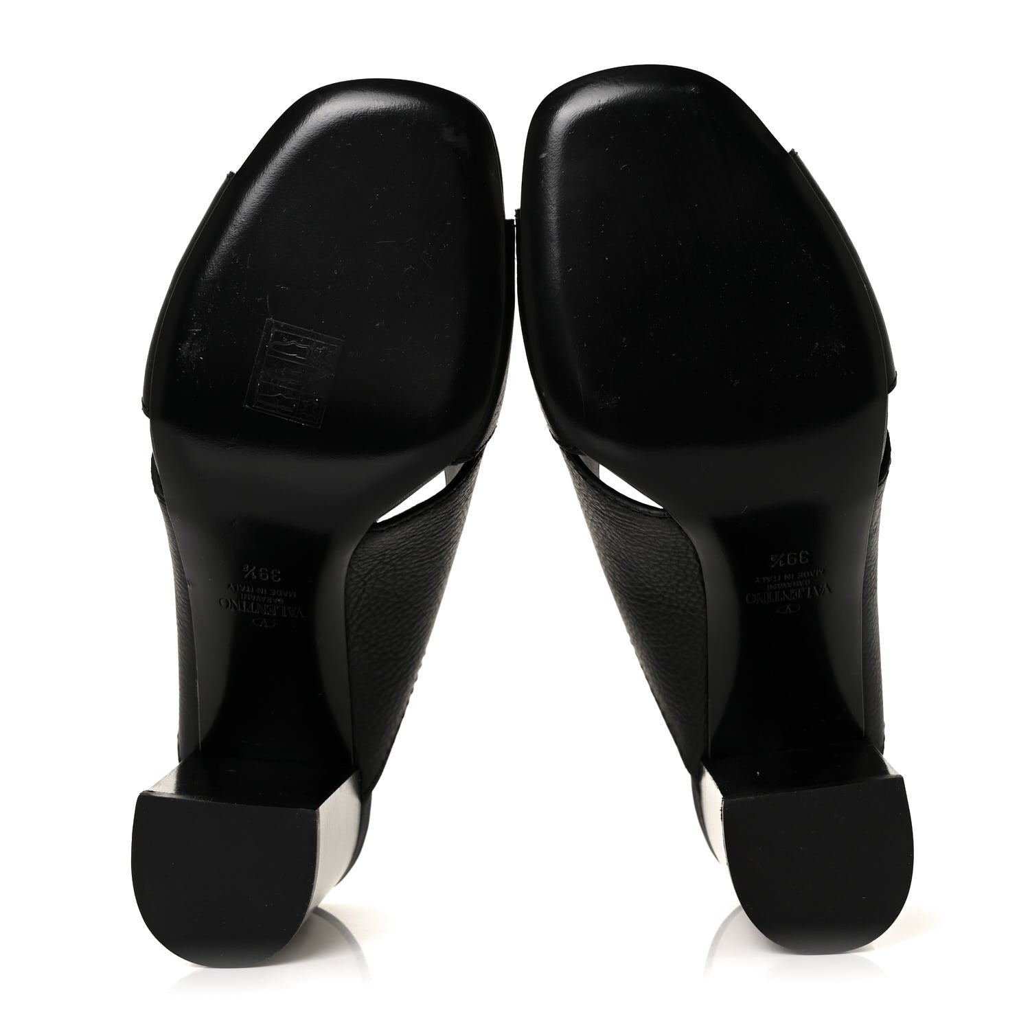 Valentino Garavani Grainy Cowhide VLogo Mid Heel Slide Sandals 39.5 Black 5 of 8