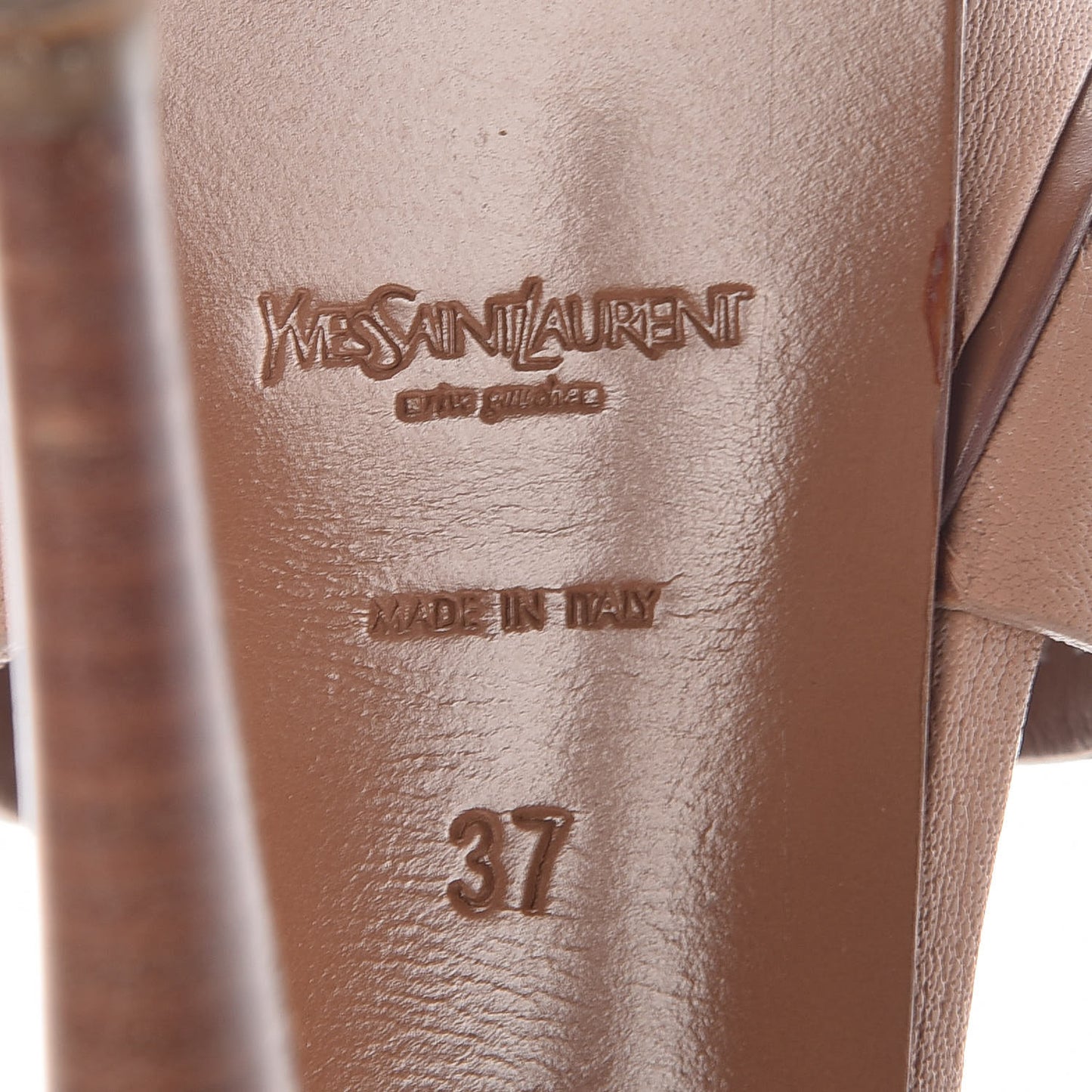 Calfskin Tribute 105 Platform Sandals 37 Light Beige