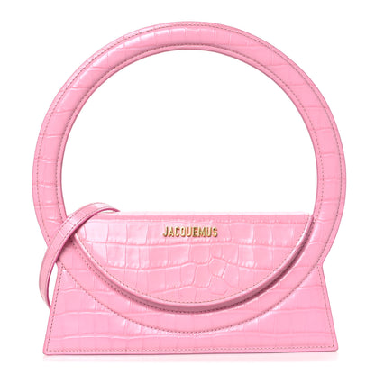 Jacquemus Calfskin Crocodile Embossed Le Sac Rond Pink 1 of 9