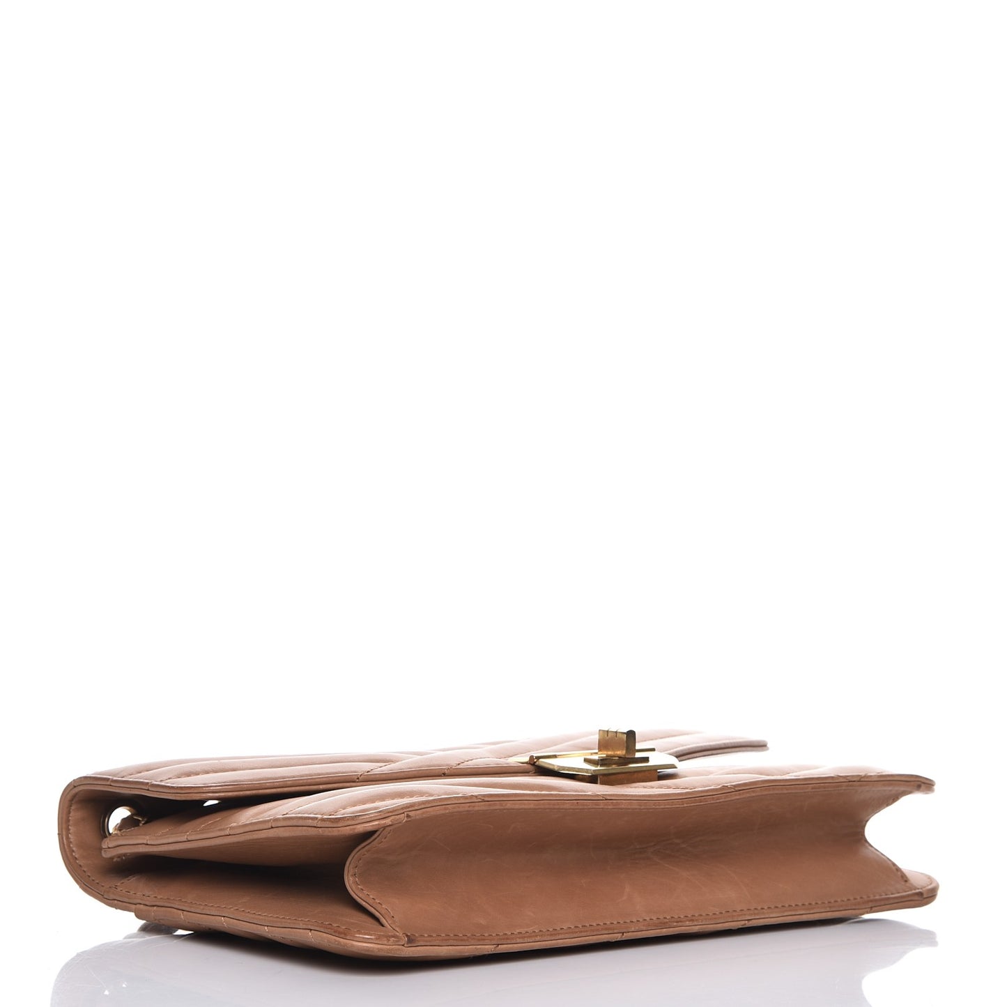 Calfskin Chevron Gabrielle Flap Brown