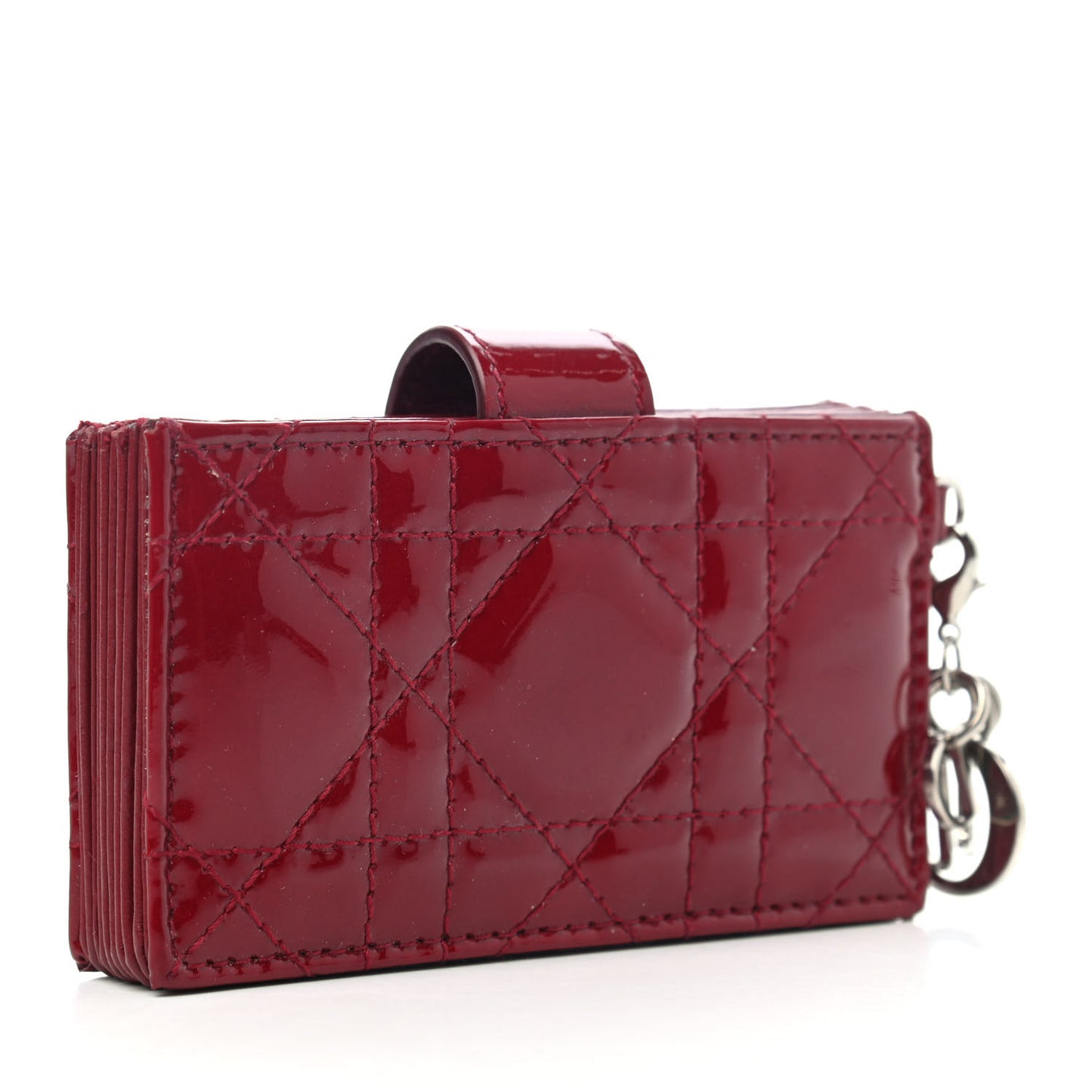 Patent Cannage Lady Dior 5-Gusset Card Holder Scarlet