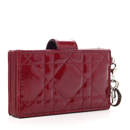Christian Dior Patent Cannage Lady Dior 5-Gusset Card Holder Scarlet 2 of 4