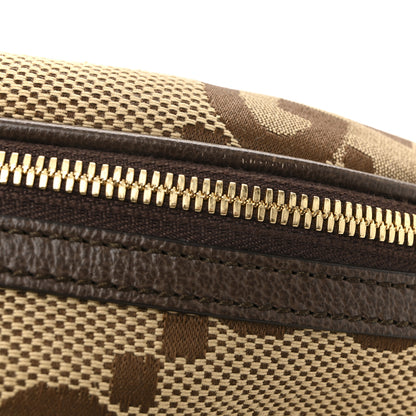 Gucci Monogram Jumbo GG Textured Dollar Calfskin Web Belt Bag Camel Ebony New Acero 14 of 15