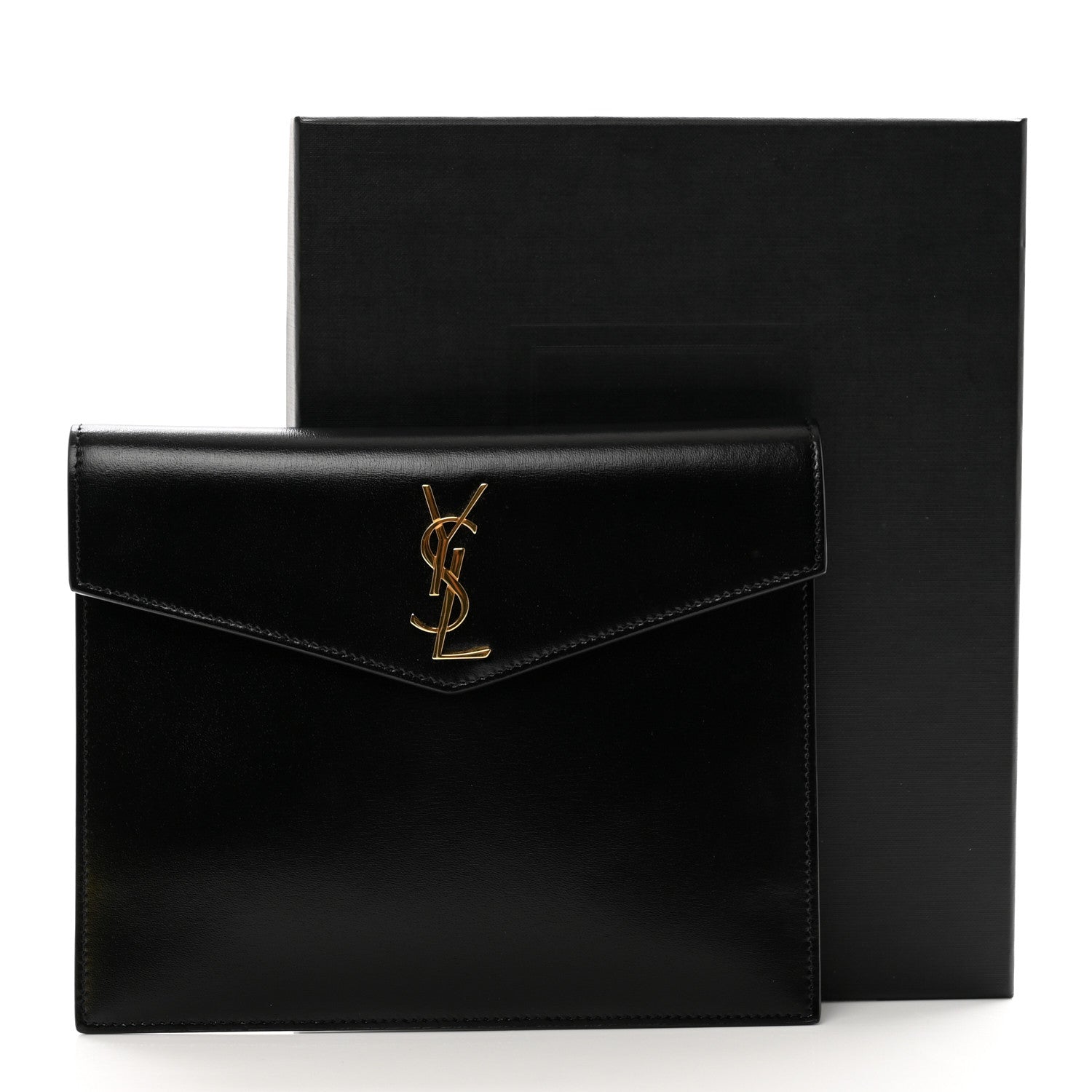 Saint Laurent Smooth Shiny Calfskin Monogram Uptown Baby Pouch Black 7 of 7