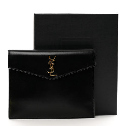 Saint Laurent Smooth Shiny Calfskin Monogram Uptown Baby Pouch Black 7 of 7