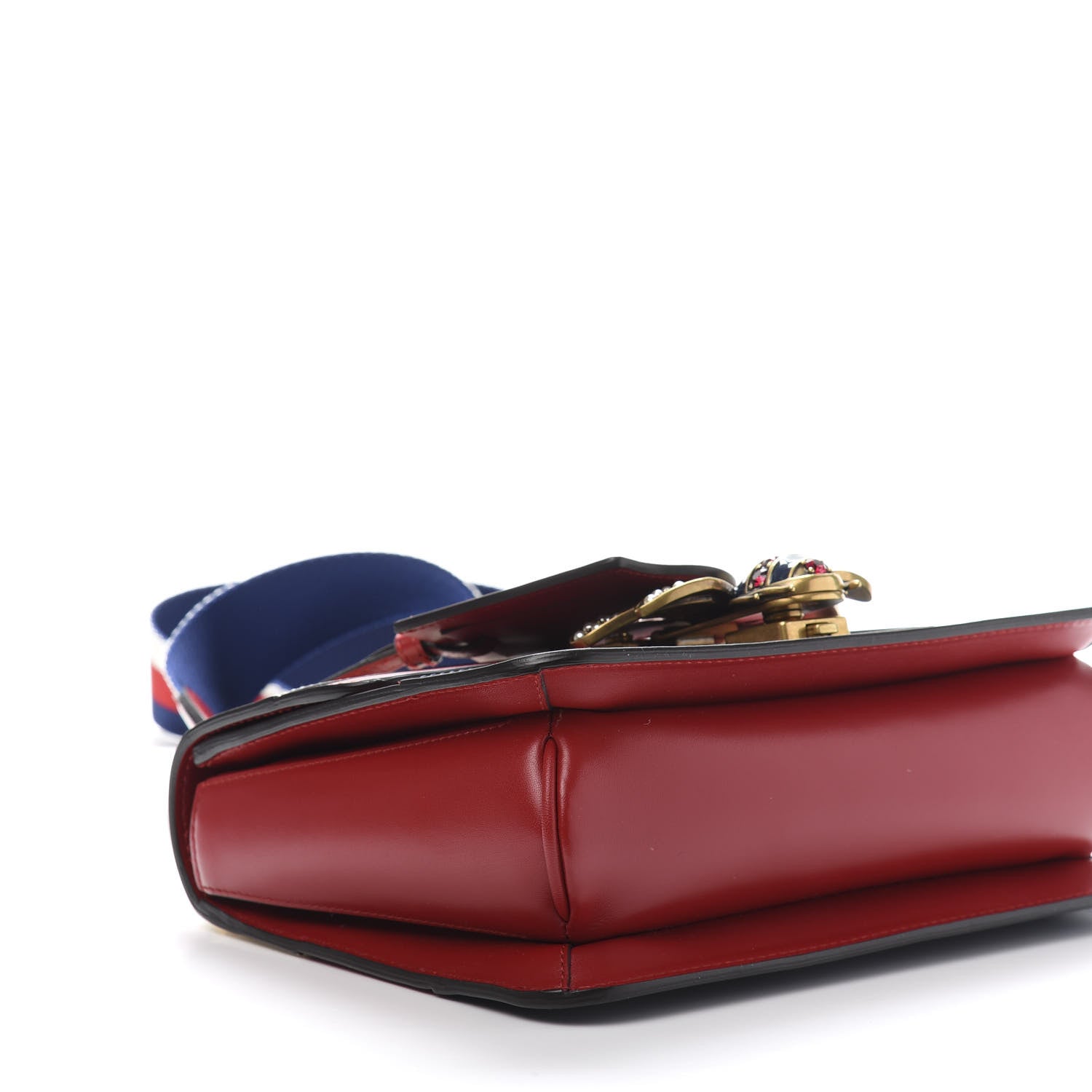 Gucci Calfskin Sylvie Web Queen Margaret Shoulder Bag Blue Agata Hibiscus Red Mystic White 10 of 14
