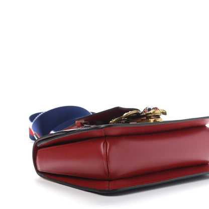 Gucci Calfskin Sylvie Web Queen Margaret Shoulder Bag Blue Agata Hibiscus Red Mystic White 10 of 14