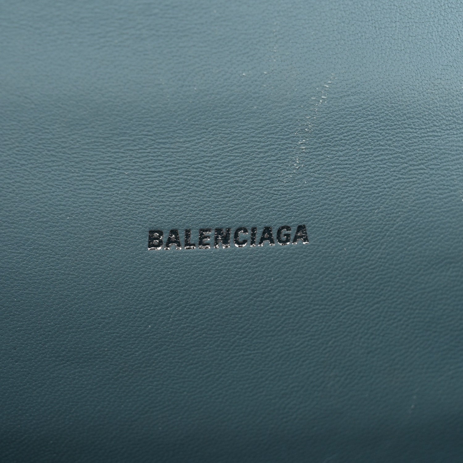 Balenciaga Shiny Calfskin Crocodile Embossed Hourglass Top Handle Bag XS Blue Grey 6 of 10