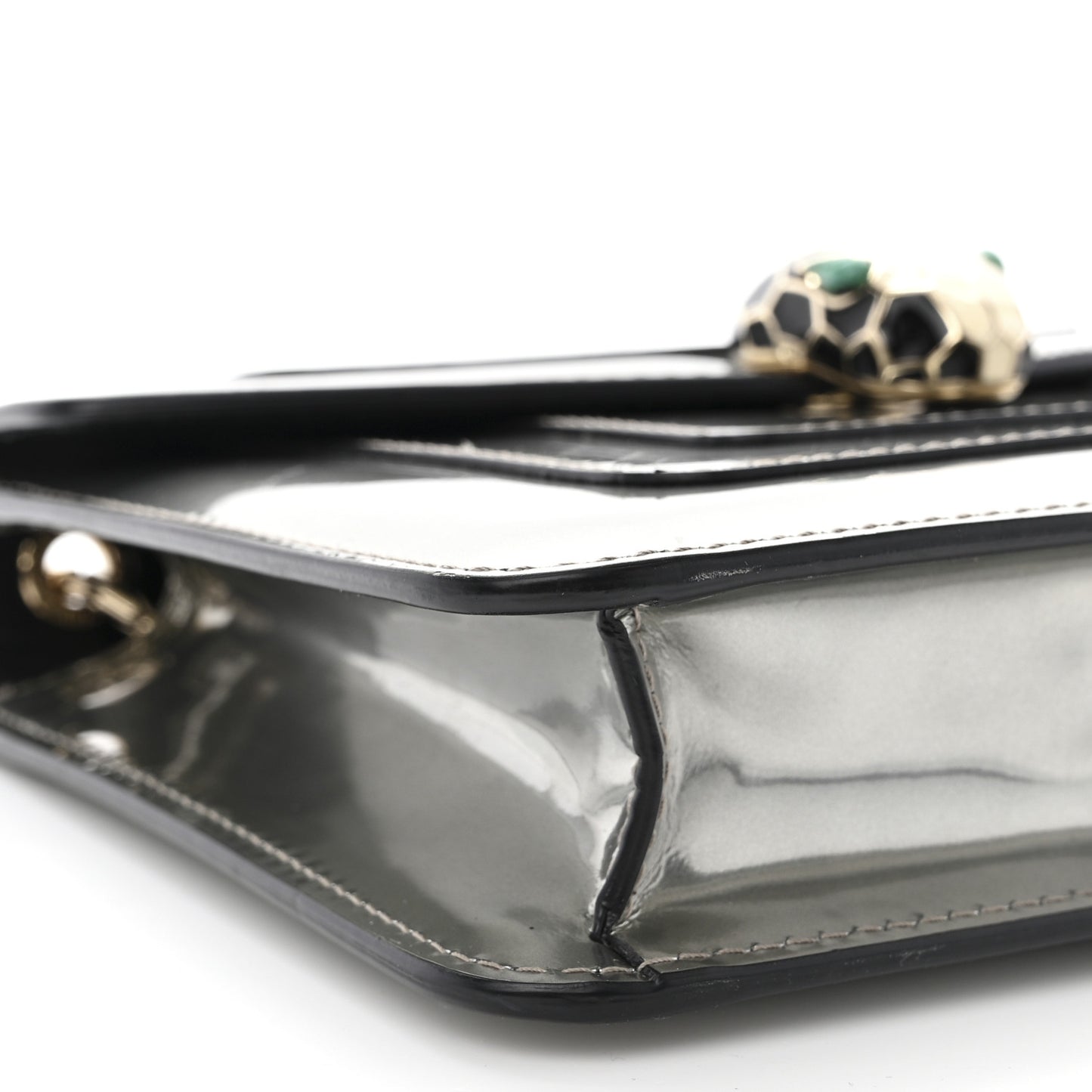 Metallic Calfskin Small Serpenti Forever Snake Strap Crossbody Bag Silver