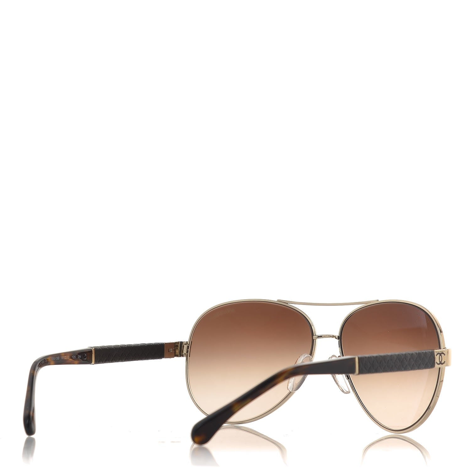 Chanel Lambskin Quilted CC Aviator Sunglasses 4195-Q Brown Gold 4 of 8