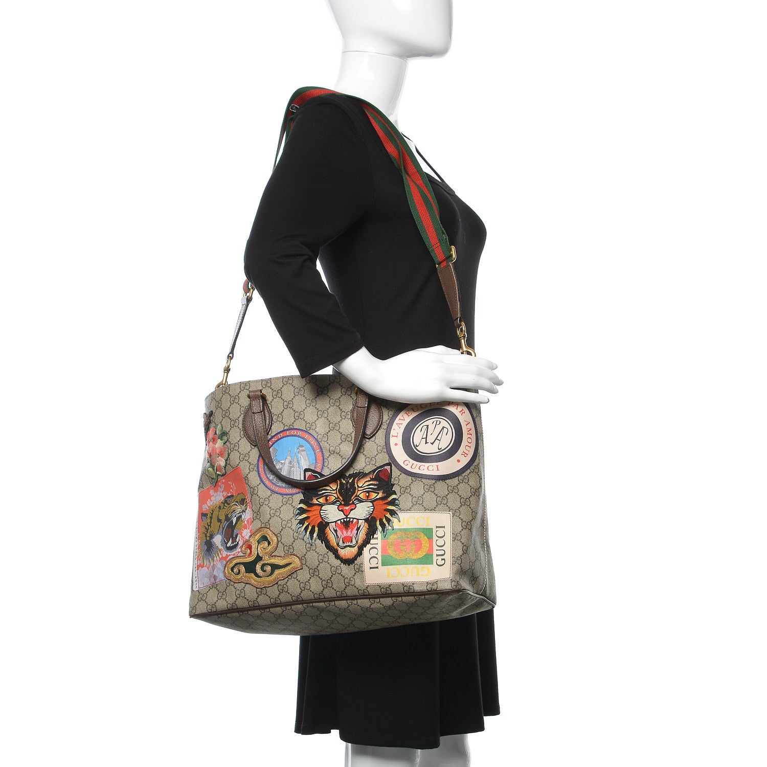 Gucci Soft GG Supreme Monogram Courrier Medium Crossbody Tote Beige New Acero 2 of 13
