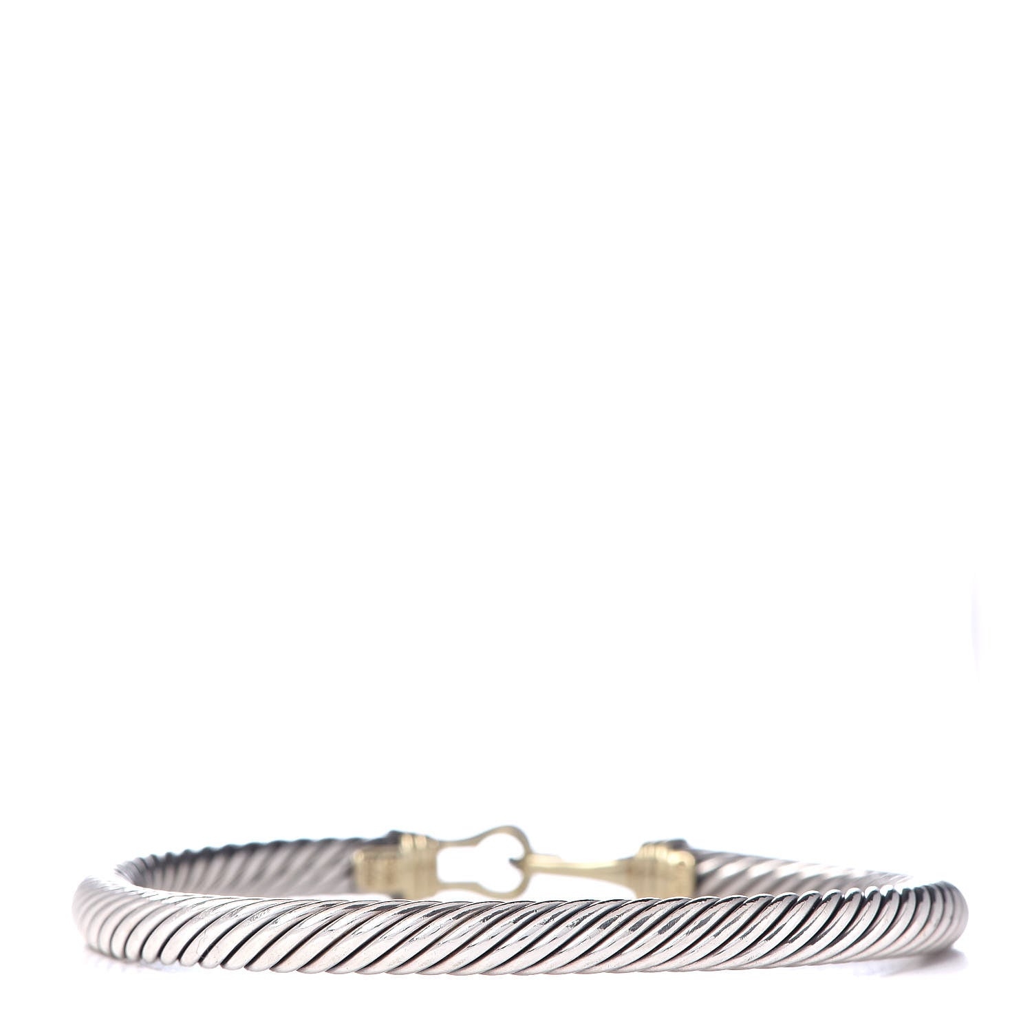 David Yurman Sterling Silver 14K Yellow Gold 5mm Cable Classic Buckle Bracelet 3 of 5