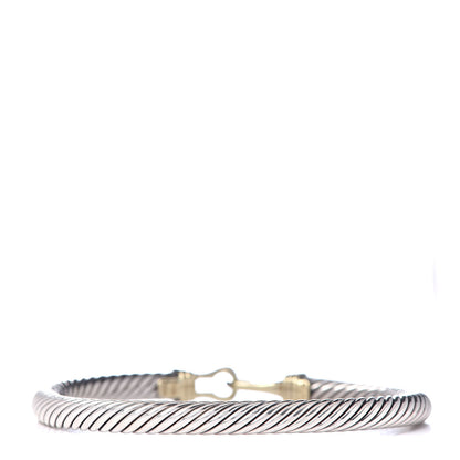 David Yurman Sterling Silver 14K Yellow Gold 5mm Cable Classic Buckle Bracelet 3 of 5
