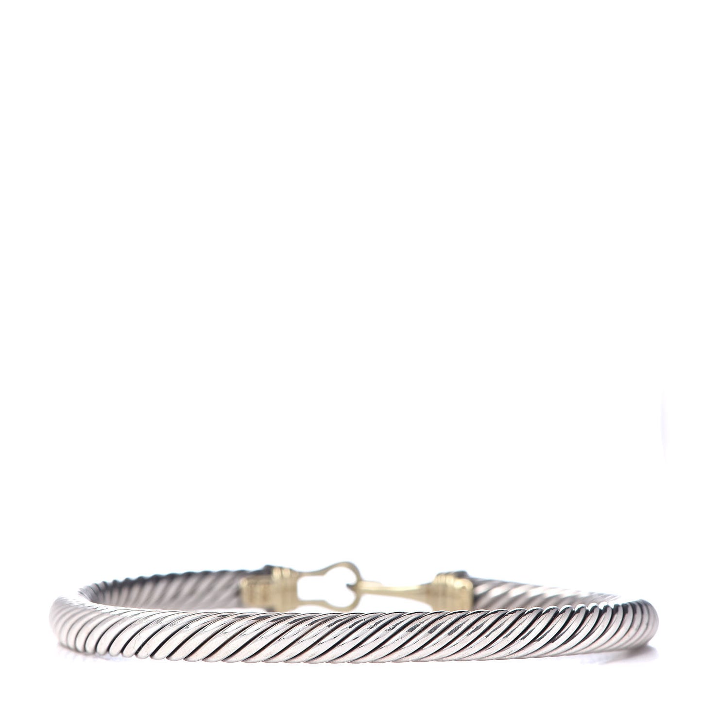Sterling Silver 14K Yellow Gold 5mm Cable Classic Buckle Bracelet