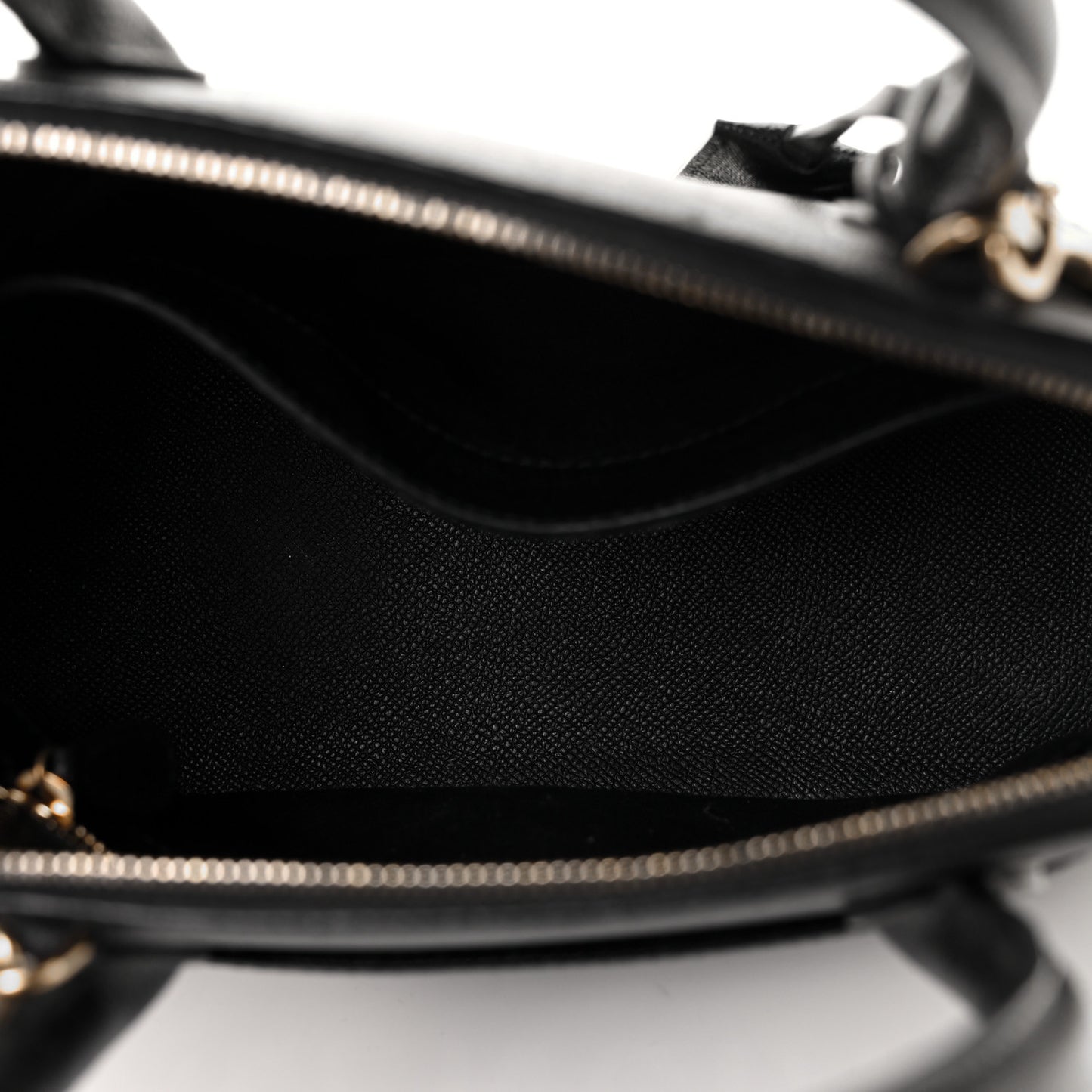 Signature Grained Calfskin Logo S Ville Top Handle Bag Black