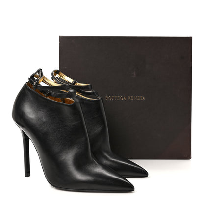 Bottega Veneta Gleam Calfskin Ankle Strap High Heel Booties 38.5 Black 7 of 7
