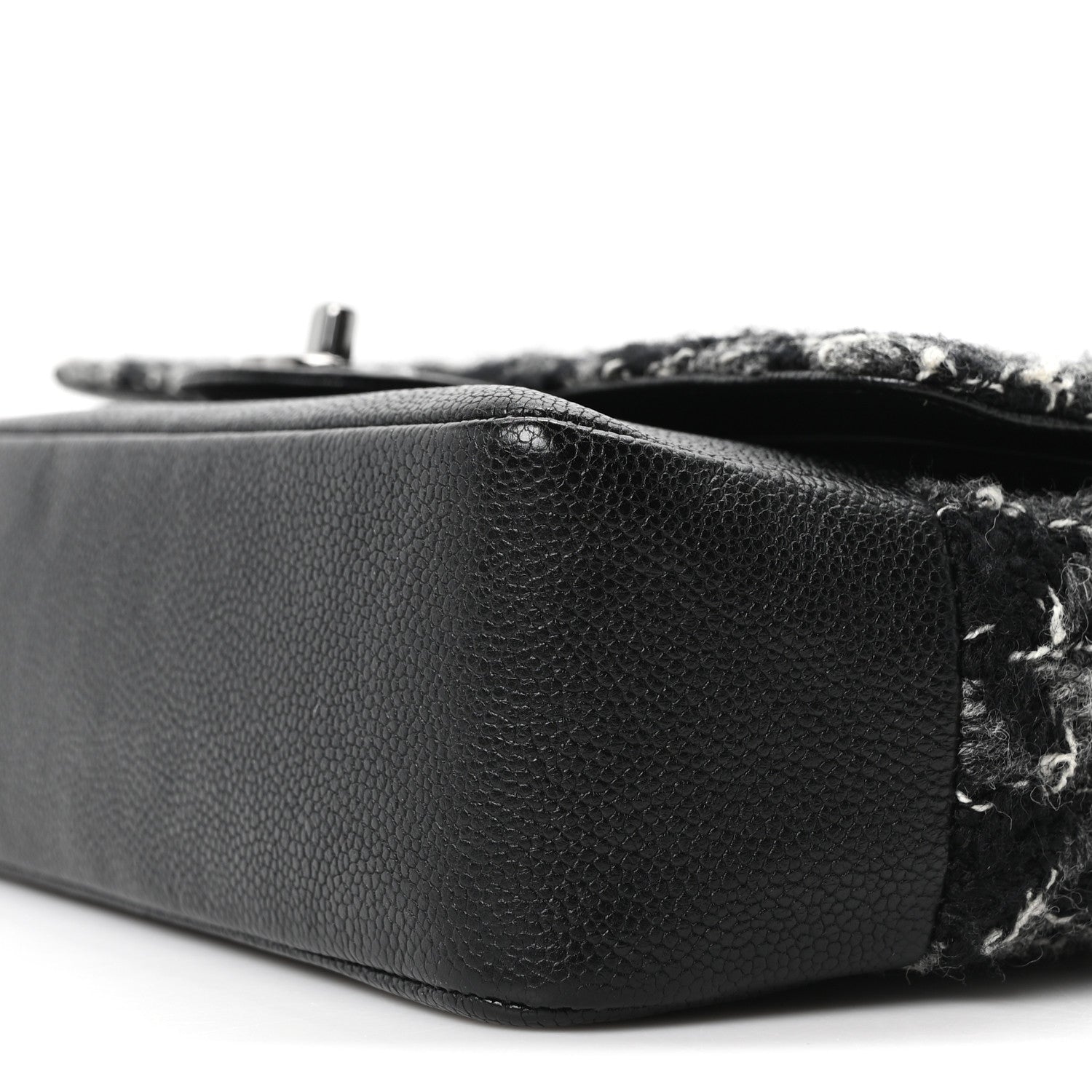 Chanel Caviar Tweed Houndstooth Quilted Medium Double Flap Black Grey 10 of 10