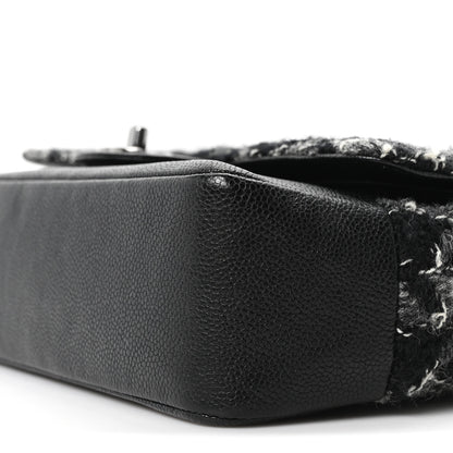 Chanel Caviar Tweed Houndstooth Quilted Medium Double Flap Black Grey 10 of 10