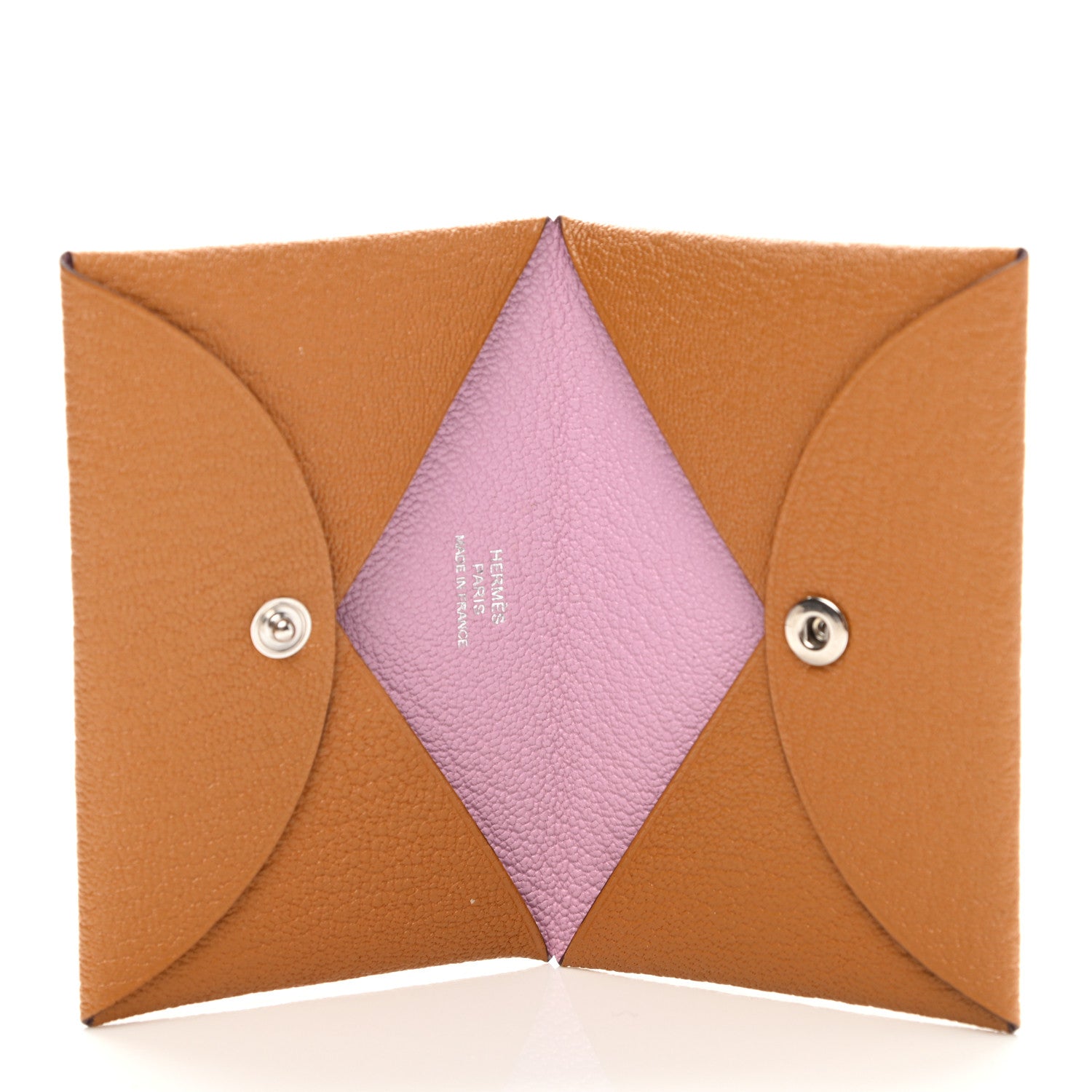 Hermes Chevre Mysore Verso Calvi Card Case Caramel Rose Sakura 5 of 7