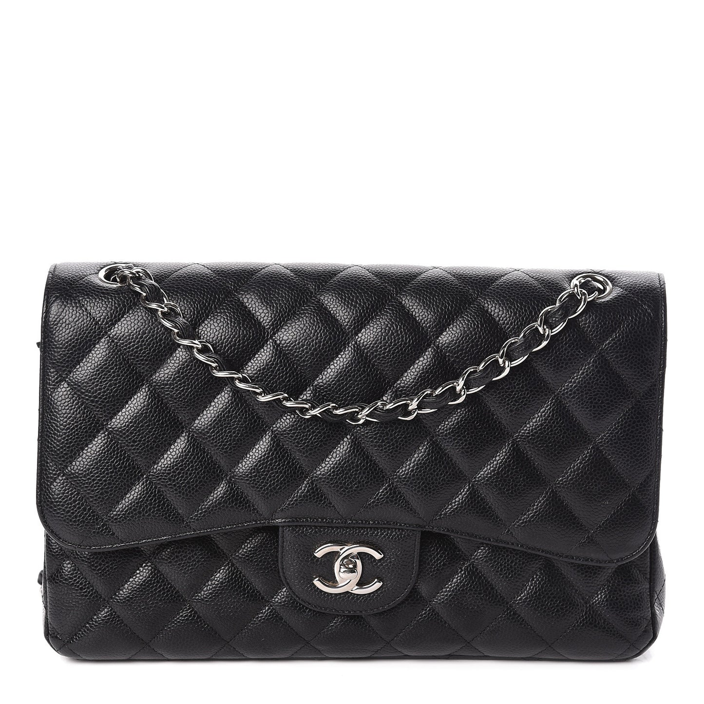 Caviar Quilted Jumbo Double Flap Black