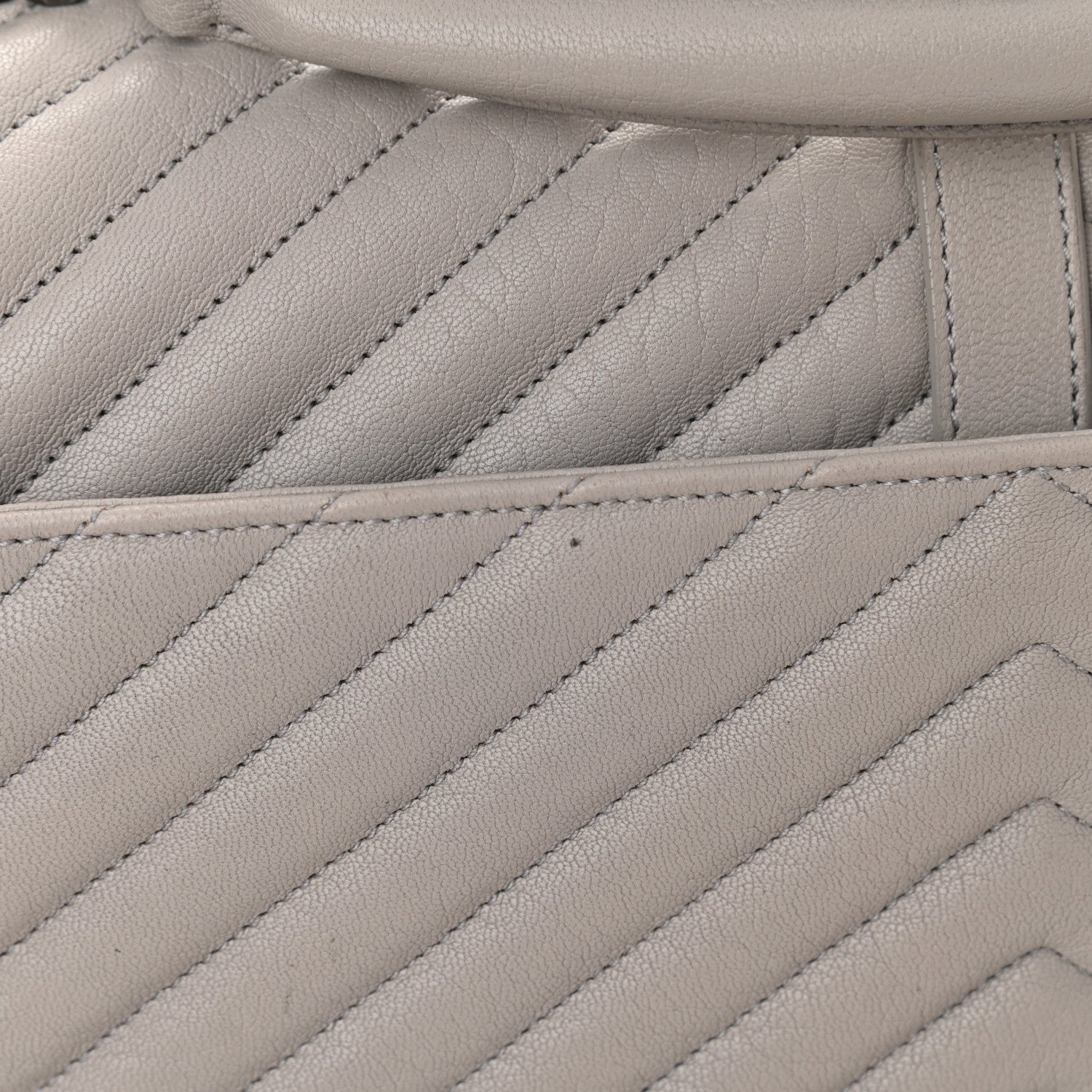 Saint Laurent Sheepskin Matelasse Chevron Monogram Large College Satchel Light Grey 10 of 11