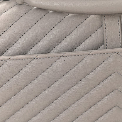 Saint Laurent Sheepskin Matelasse Chevron Monogram Large College Satchel Light Grey 10 of 11