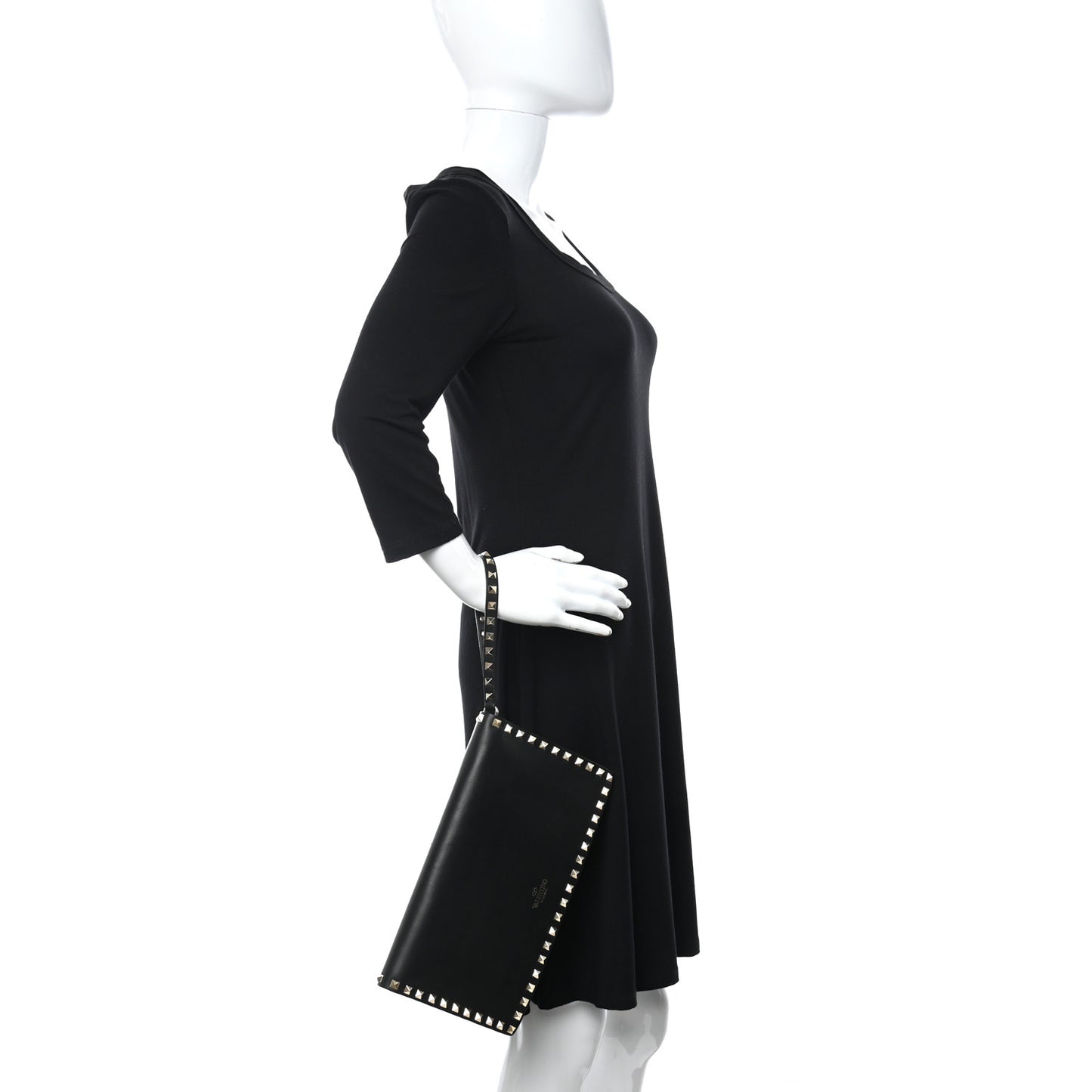 Nappa Rockstud Wristlet Clutch Black